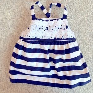 Janie & Jack: 18-24 mo navy/white cross back top